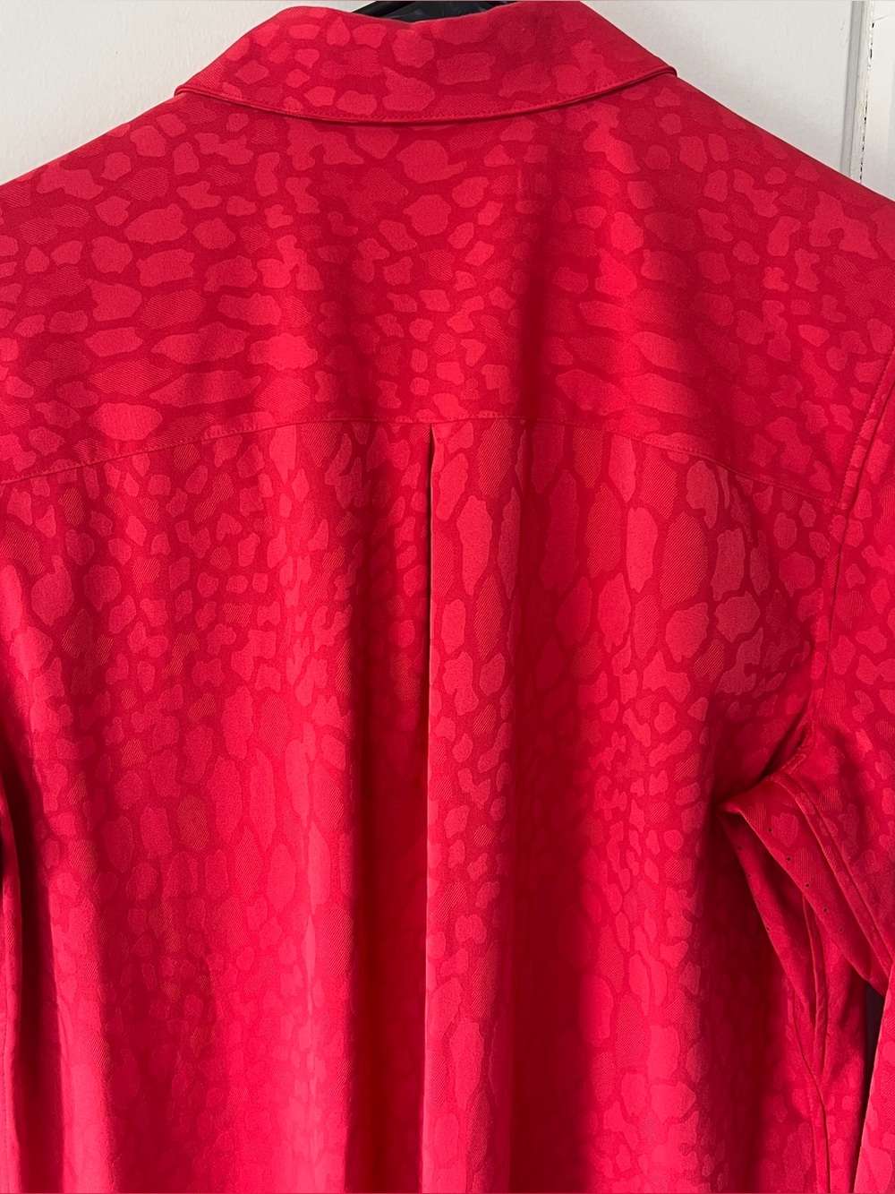 Athleta Urbanite Textured Top Matador Red Leopard Featherweight Stretch Small